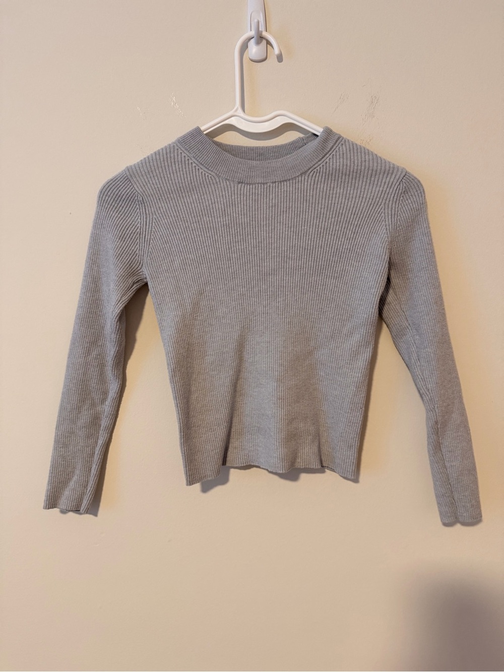 Zara Kids Ribbed Crewneck Sweater - Light Gray